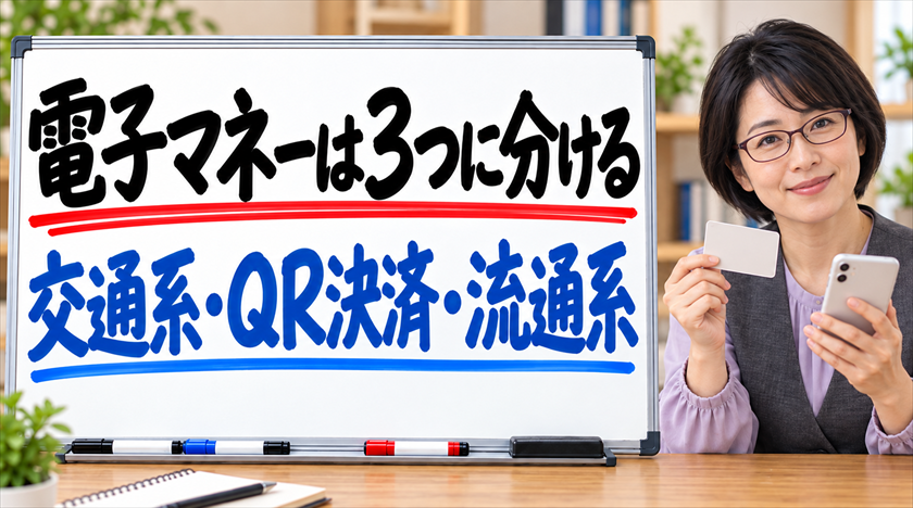 電子マネーは交通系・QR決済・流通系の3つに分ける