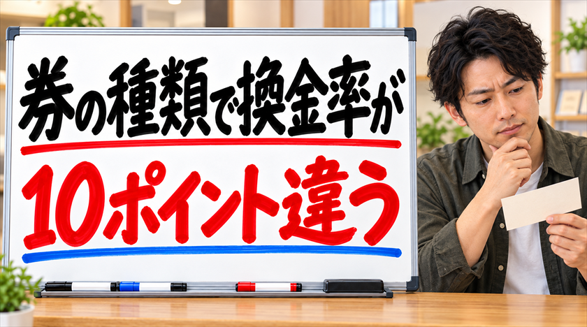 券の種類で換金率が10ポイント違う