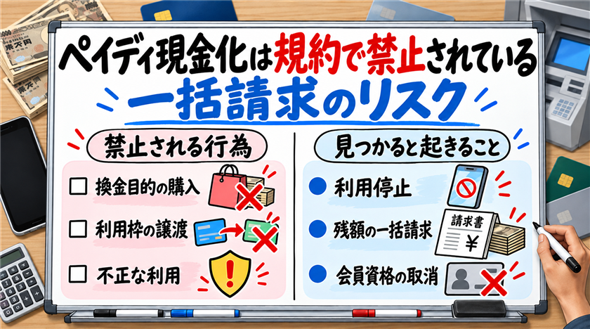 ペイディ現金化は規約で禁止されている!公式が挙げた勧誘の見分け方と一括請求のリスク