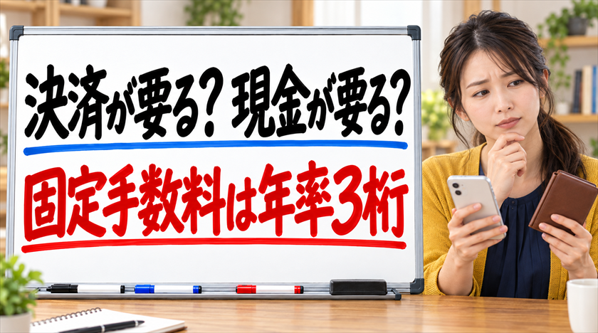 決済が要るのか現金が要るのか。固定手数料は年率3桁